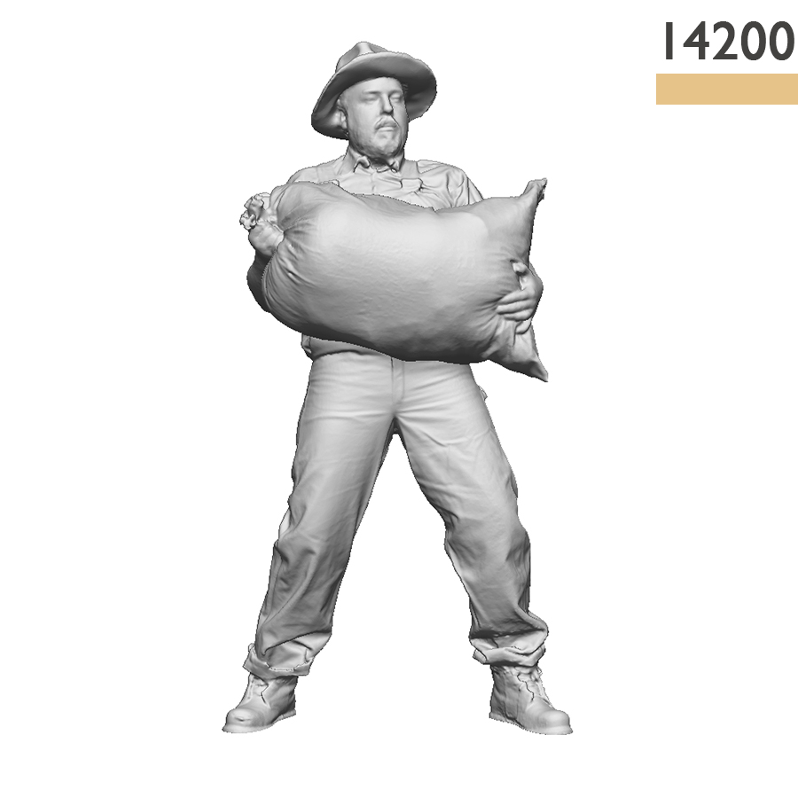 14200, Mill worker lifting sack (unpainted)