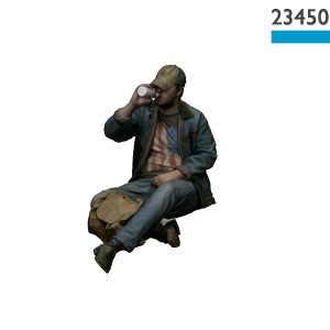 23450 Seated man drinking (color)